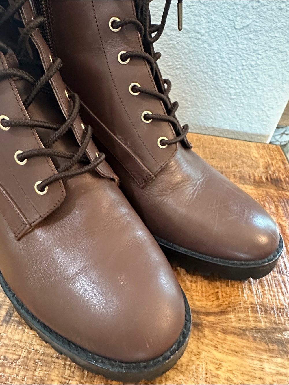 Coach Brown Leather Platform Booties with Signature Monogram Cuff SZ 9B - Picture 12 of 12